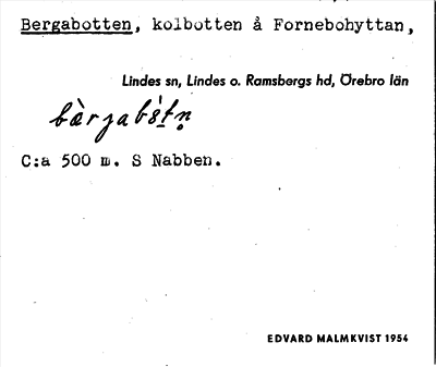 Bild på arkivkortet för arkivposten Bergabotten