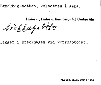 Bild på arkivkortet för arkivposten Breckhagsbotten
