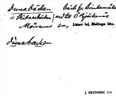 Bild på arkivkortet för arkivposten Dunabäcken
