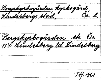 Bild på arkivkortet för arkivposten Bergskyrkogården