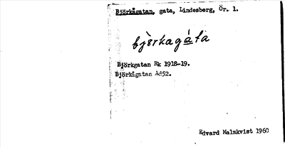 Bild på arkivkortet för arkivposten Björkågatan