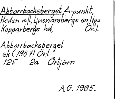 Bild på arkivkortet för arkivposten Abborrbacksberget
