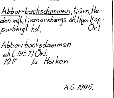 Bild på arkivkortet för arkivposten Abborrbacksdammen