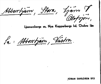 Bild på arkivkortet för arkivposten Abborrtjärn, Stora, se Abborrtjärn, Västra