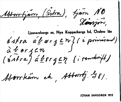 Bild på arkivkortet för arkivposten Abborrtjärn, (Östra)