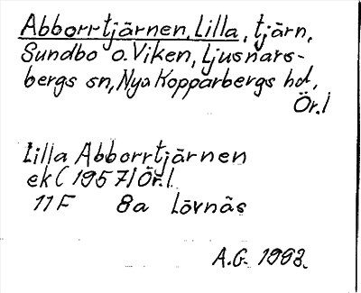 Bild på arkivkortet för arkivposten Abborrtjärnen, Lilla