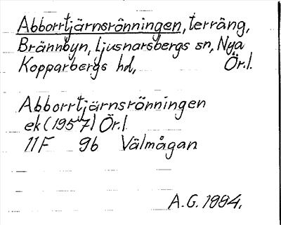 Bild på arkivkortet för arkivposten Abborrtjärnsrönningen