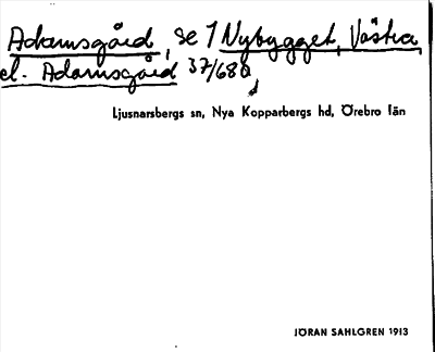 Bild på arkivkortet för arkivposten Ackunsgård, se 1 Nybygget, Västra, el. Adamsgård