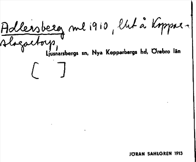Bild på arkivkortet för arkivposten Adlersberg