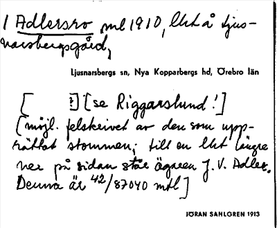 Bild på arkivkortet för arkivposten Adlersro