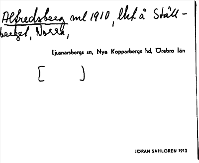 Bild på arkivkortet för arkivposten Alfredsberg