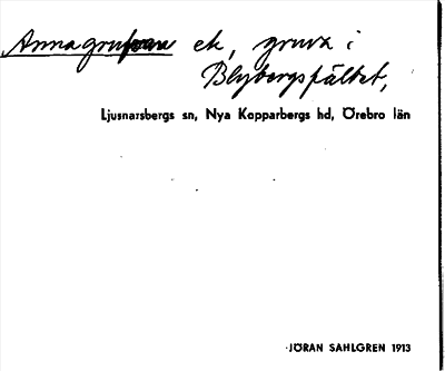 Bild på arkivkortet för arkivposten Annagrufvan