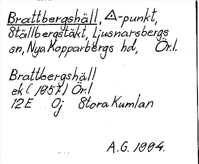Bild på arkivkortet för arkivposten Brattbergshäll