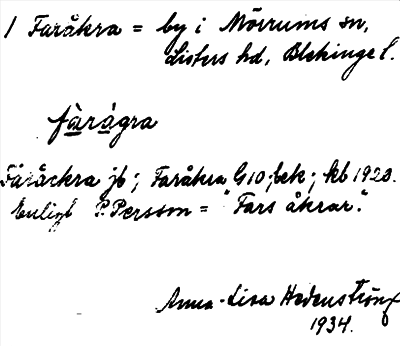 Bild på arkivkortet för arkivposten Faråkra