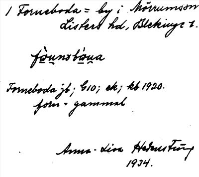 Bild på arkivkortet för arkivposten Forneboda