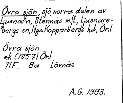 Bild på arkivkortet för arkivposten Övra sjön
