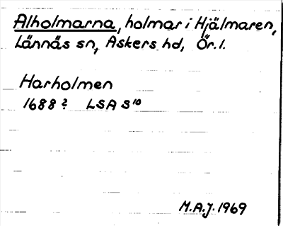 Bild på arkivkortet för arkivposten Alholmarna