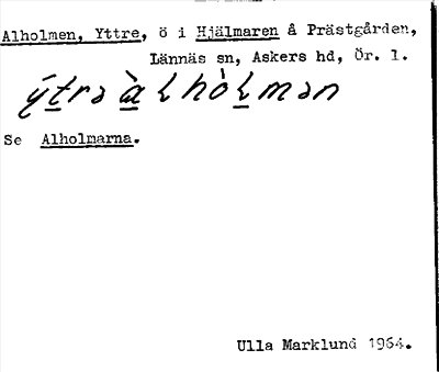 Bild på arkivkortet för arkivposten Alholmen, Yttre