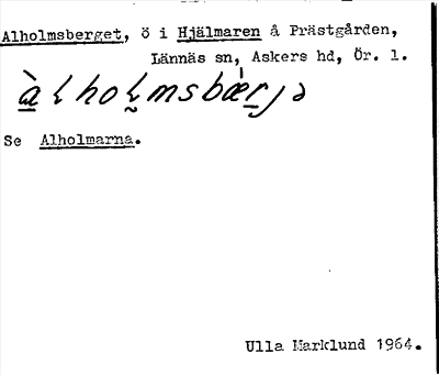 Bild på arkivkortet för arkivposten Alholmsberget