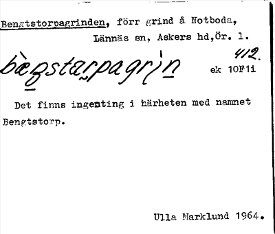 Bild på arkivkortet för arkivposten Bengtstorpagrinden