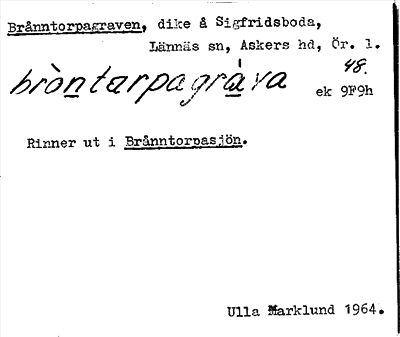 Bild på arkivkortet för arkivposten Brånntorpagraven