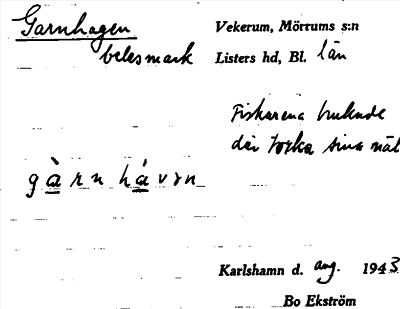 Bild på arkivkortet för arkivposten Garnhagen