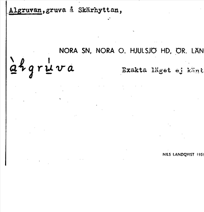 Bild på arkivkortet för arkivposten Algruvan