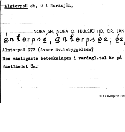 Bild på arkivkortet för arkivposten Alntorpsö