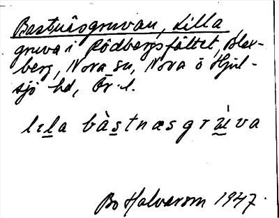 Bild på arkivkortet för arkivposten Bastnäsgruvan, Lilla