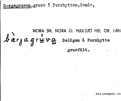 Bild på arkivkortet för arkivposten Bergagruvan
