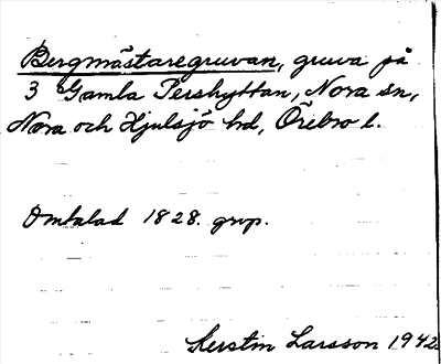 Bild på arkivkortet för arkivposten Bergmästaregruvan