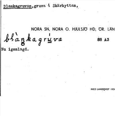 Bild på arkivkortet för arkivposten Blankagruvan