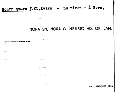 Bild på arkivkortet för arkivposten Bohrn qvarn