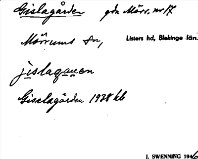Bild på arkivkortet för arkivposten Gislagården