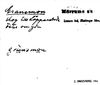 Bild på arkivkortet för arkivposten Granemon
