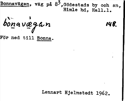Bild på arkivkortet för arkivposten Bonnavägen
