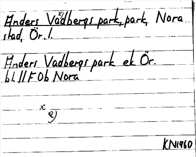 Bild på arkivkortet för arkivposten Anders Vadbergs park
