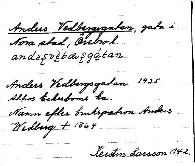 Bild på arkivkortet för arkivposten Anders Vedbergsgatan