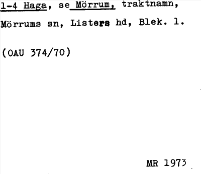 Bild på arkivkortet för arkivposten Haga, se Mörrum