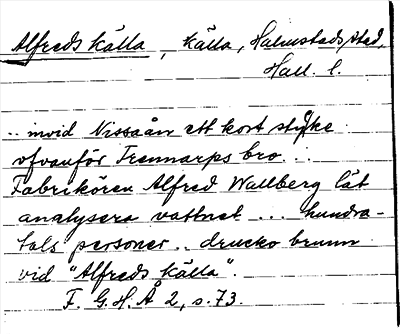 Bild på arkivkortet för arkivposten Alfreds källa