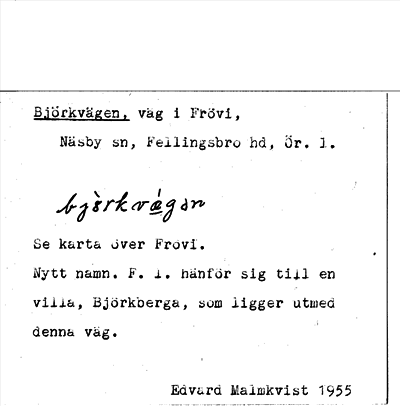 Bild på arkivkortet för arkivposten Björkvägen