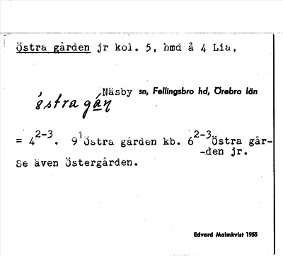 Bild på arkivkortet för arkivposten Östra gården