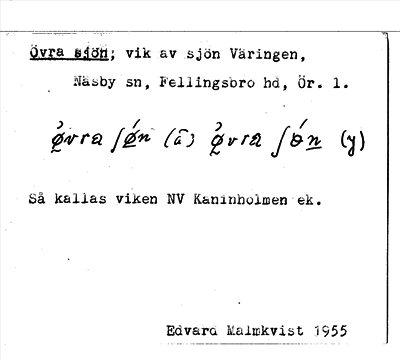Bild på arkivkortet för arkivposten Övra sjön