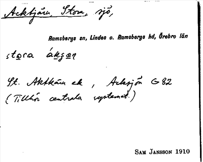 Bild på arkivkortet för arkivposten Acktjärn, Stora