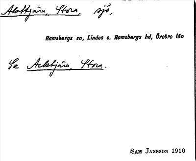 Bild på arkivkortet för arkivposten Akttjärn, Stora, se Acktjärn, Stora