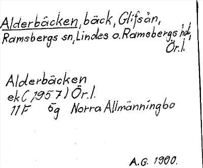 Bild på arkivkortet för arkivposten Alderbäcken