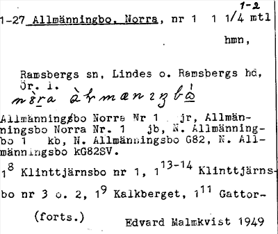 Bild på arkivkortet för arkivposten Allmänningbo, Norra