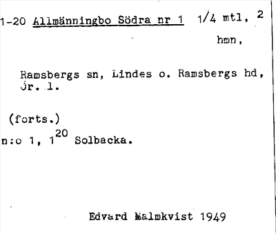 Bild på arkivkortet för arkivposten Allmänningbo, Södra