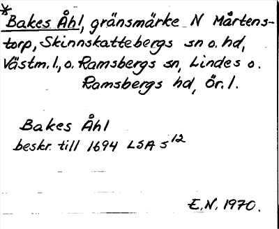 Bild på arkivkortet för arkivposten *Bakes Åhl