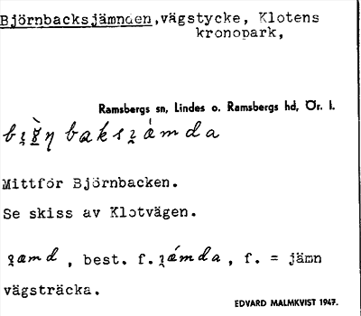 Bild på arkivkortet för arkivposten Björnbacksjämnden